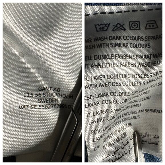 GANT Rugger Indigo Oxford Hugger BD Tapered Slim Fit LS Shirt Large - Picture 9 of 10